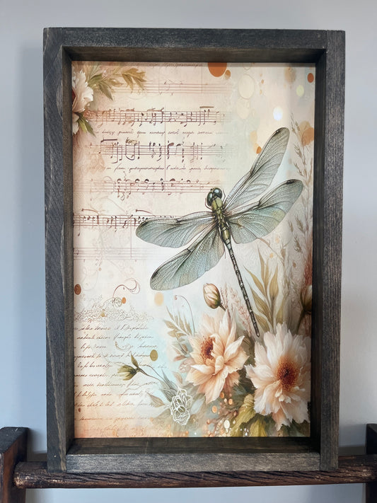 Green Dragonfly Farmhouse Sign
