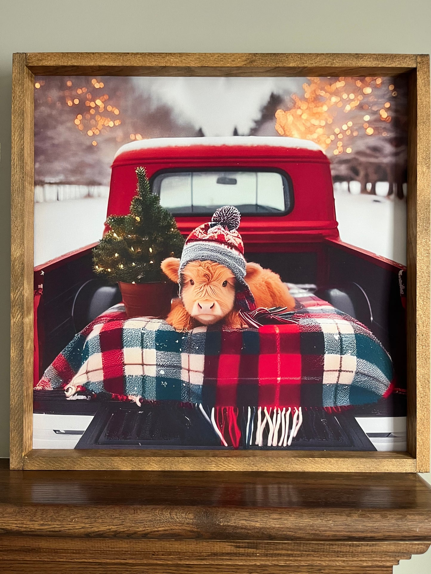 Winter's Night Highland Cow Farmhouse Sign