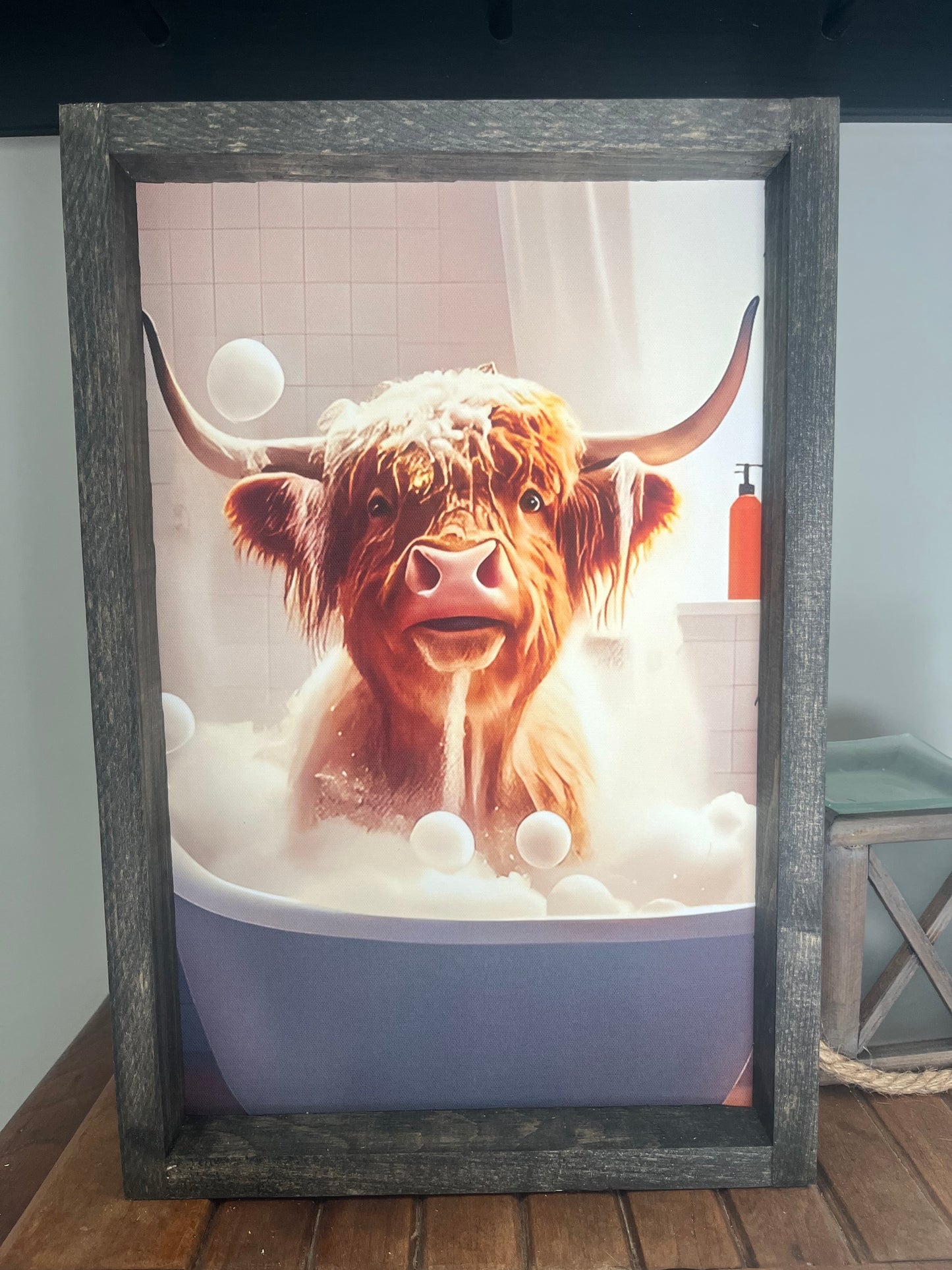 Bubbles The Highland Cow Farmhouse Sign