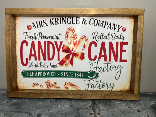 Candy Cane Factory Farmhouse Sign