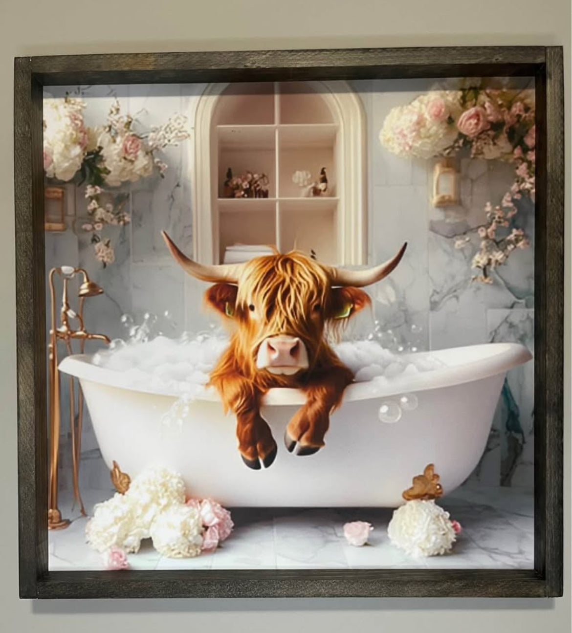 Bathtub Highland Cow Farmhouse Sign