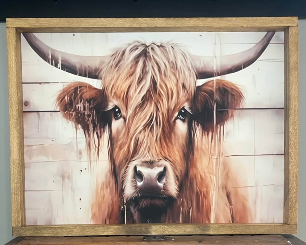 Rustic Highland Cow Farmhouse Sign