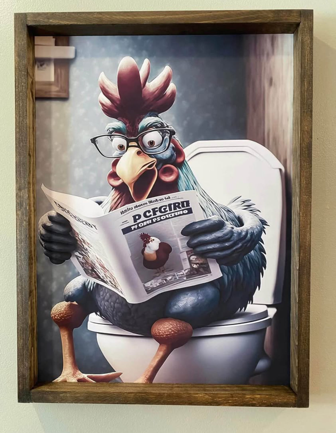 Funny Rooster Bathroom Farmhouse Sign