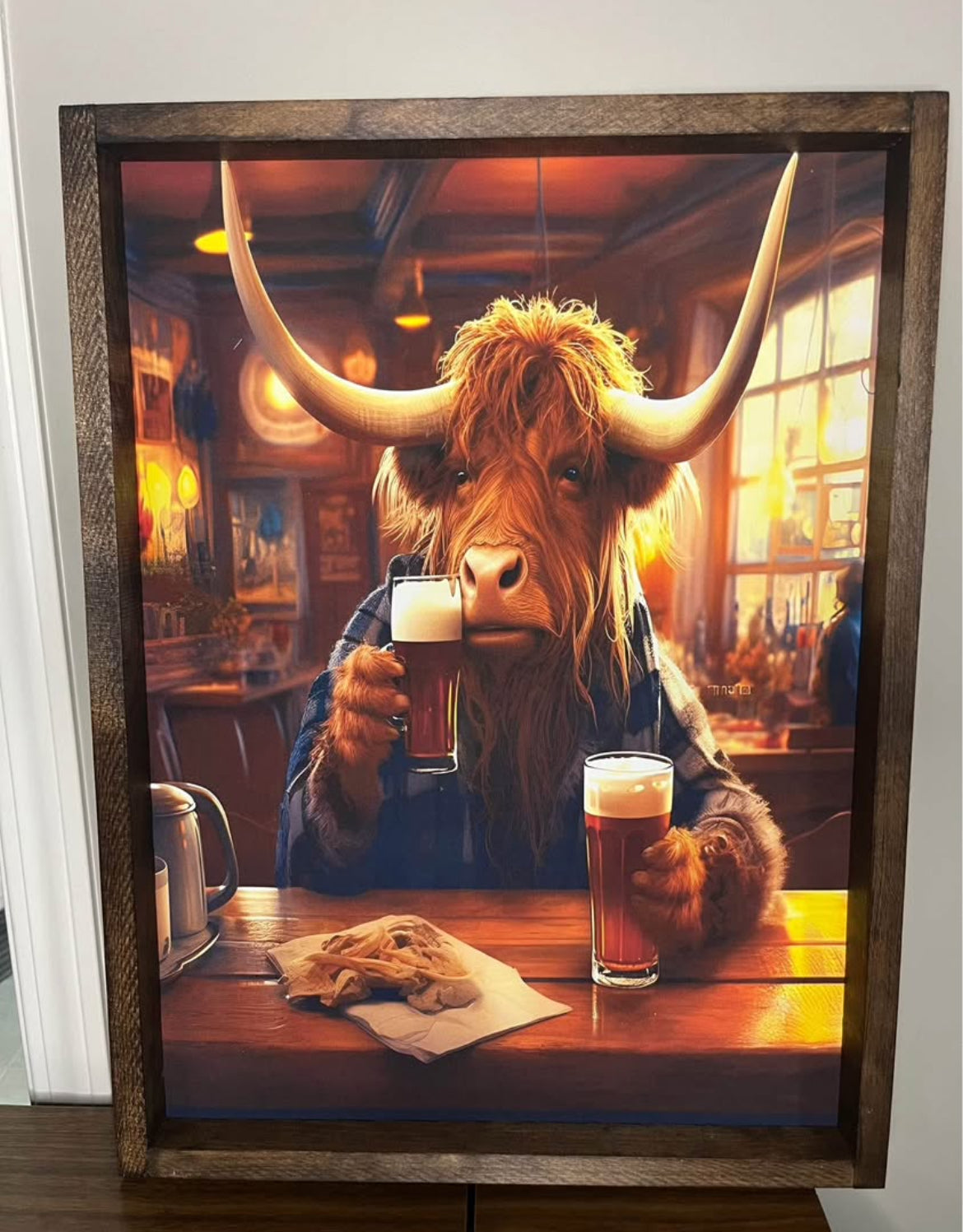 Cheers Highland Cow Farmhouse Sign