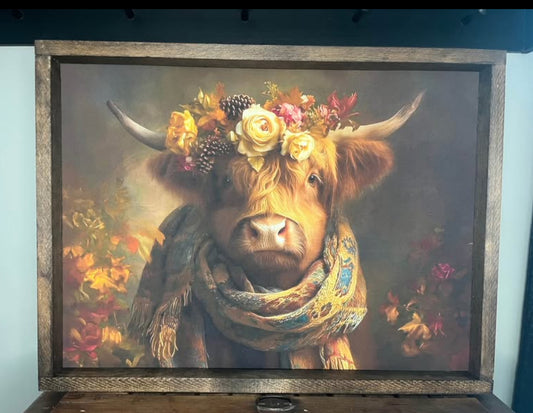 Flower Girls Highland Cow Farmhouse Sign