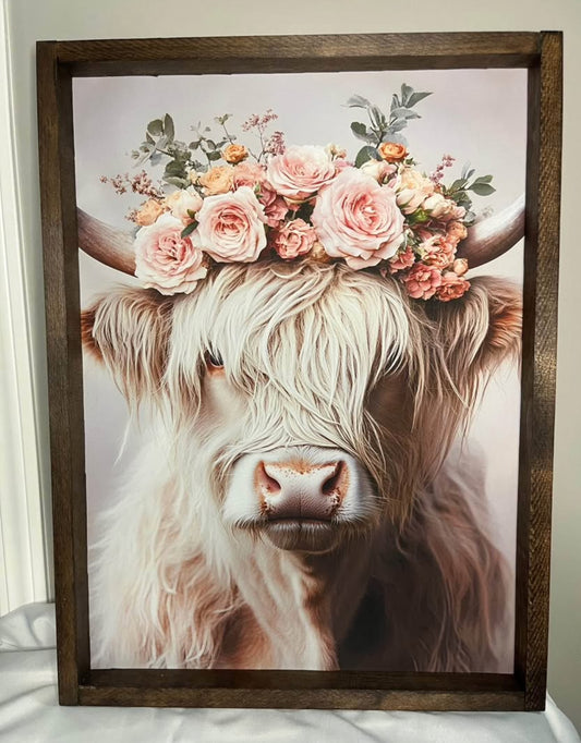 Princess Highland Cow Farmhouse Sign