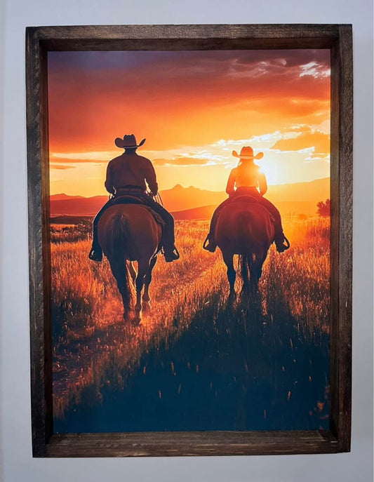 Sunset Horse Couple Farmhouse Sign