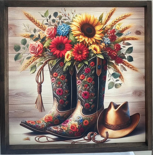 Fancy Cowboy Boots Farmhouse Sign