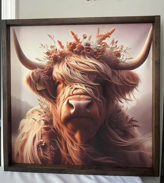 Windy Day Highland Cow Farmhouse Sign