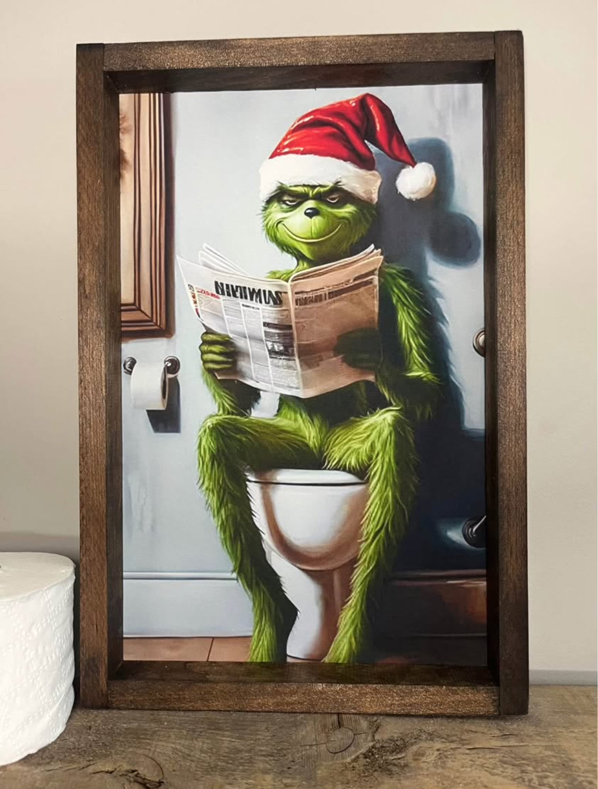 The Grinch on the Toilet Farmhouse Sign