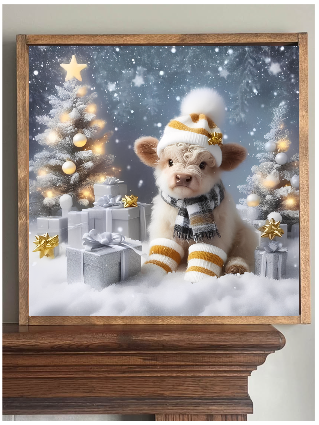 I Love Gold Highland Cow Farmhouse Sign