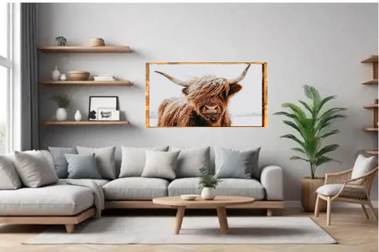 In the Snow Highland Cow Farmhouse Sign