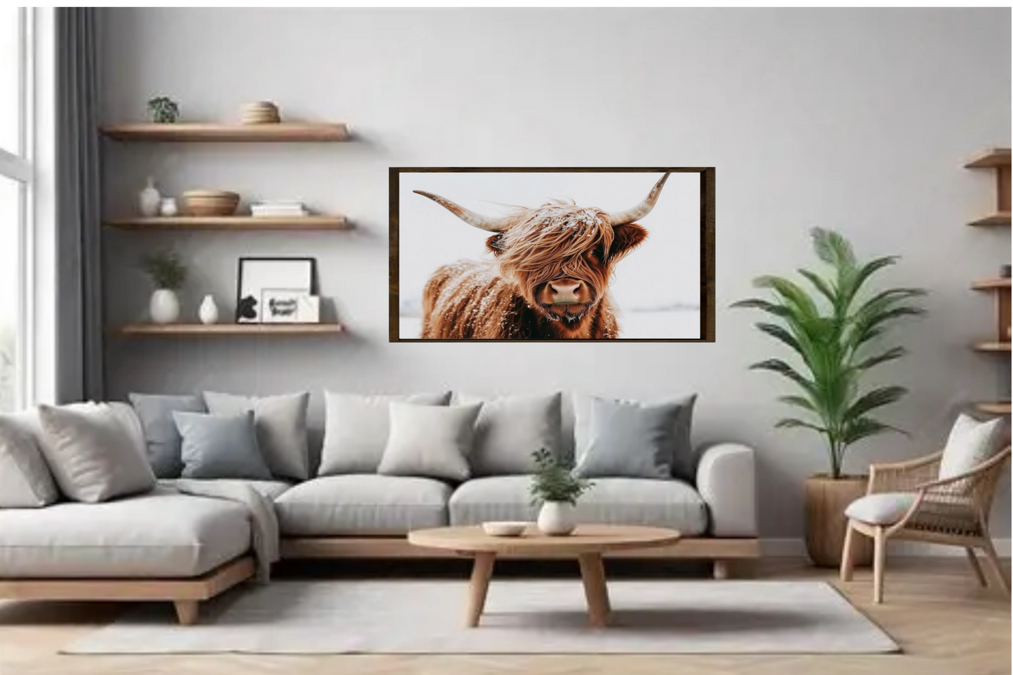 In the Snow Highland Cow Farmhouse Sign