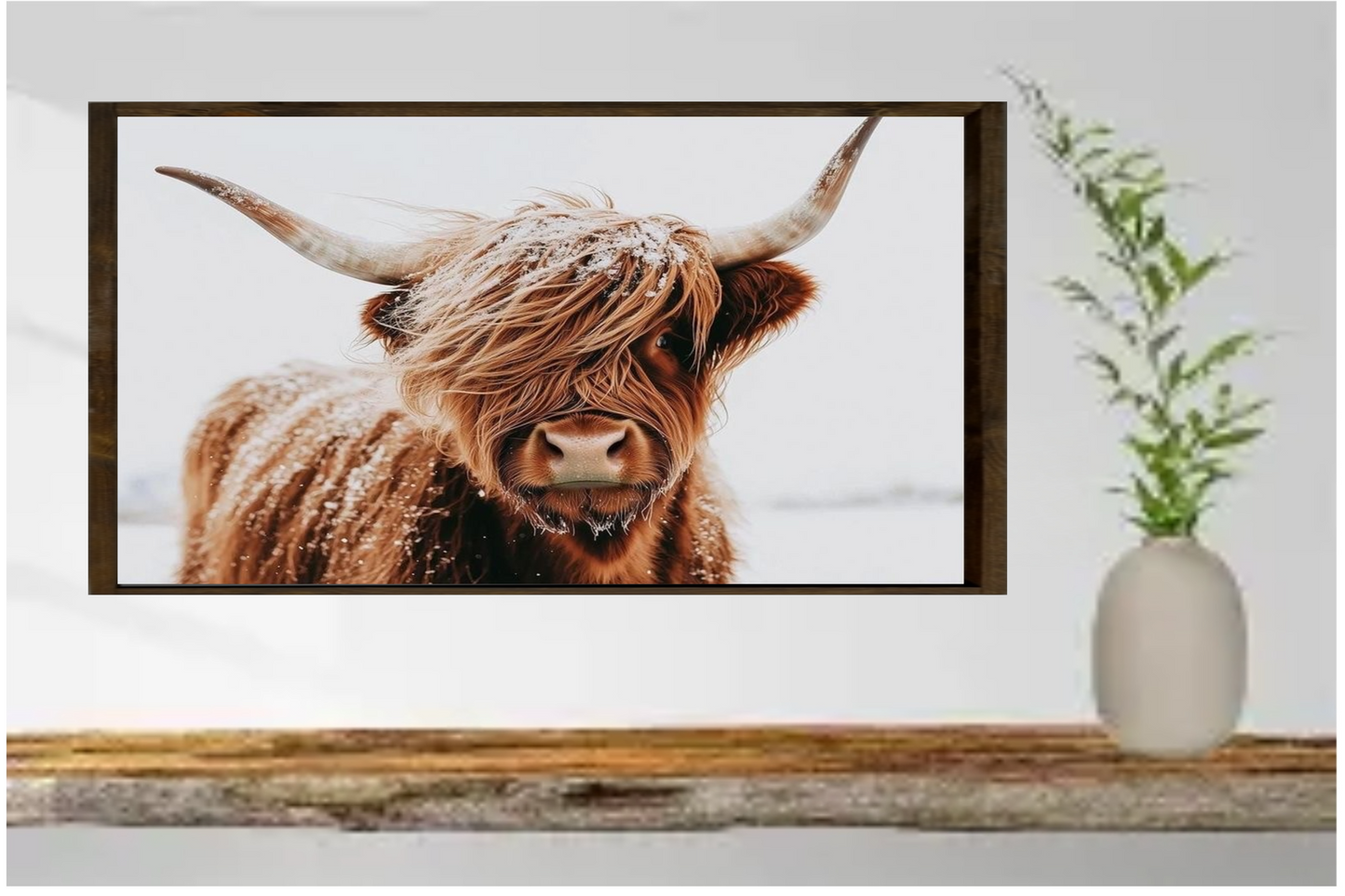 In the Snow Highland Cow Farmhouse Sign