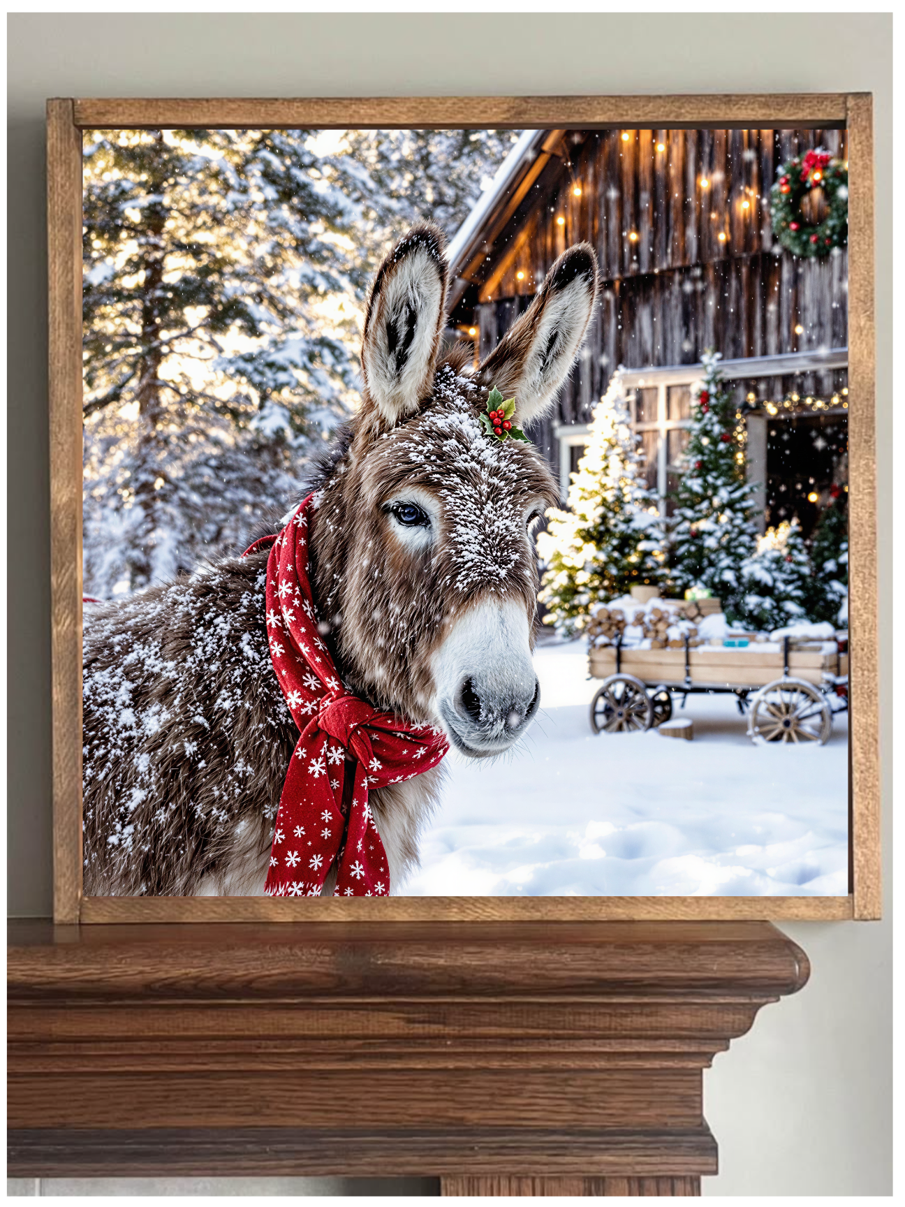 It's Snowing Donkey Farmhouse Sign