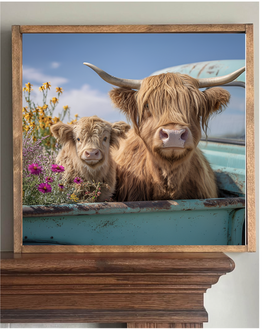 Little Sister Highland Cow Farmhouse Sign