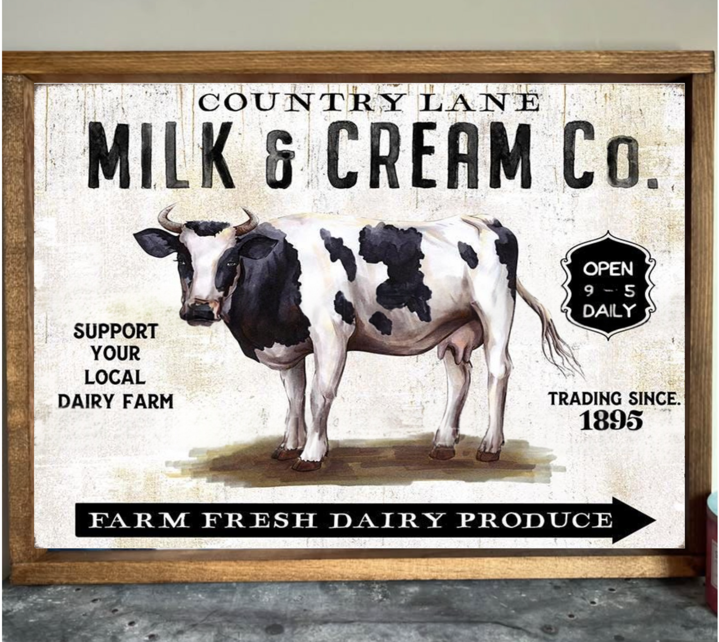 Country Lane Milk & Cream Co. Farmhouse Sign