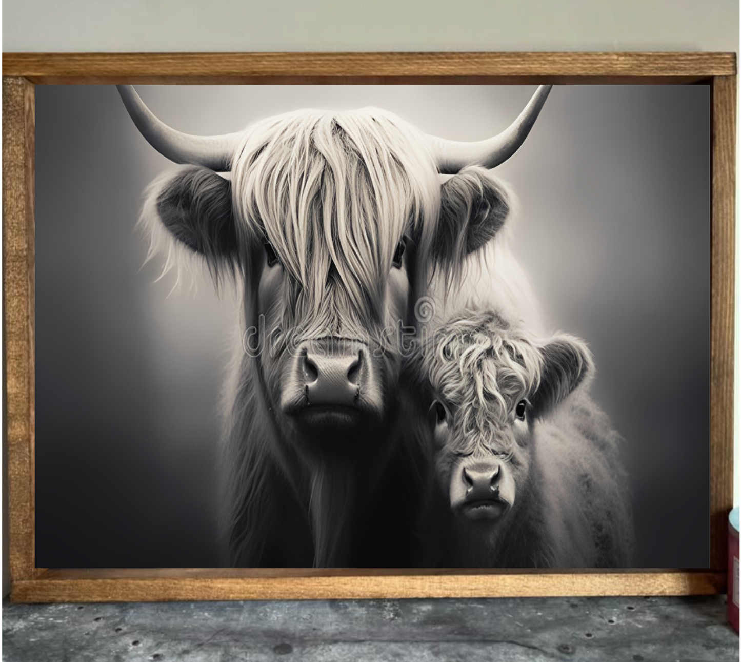 Me and Mom Highland Cow Farmhouse Sign