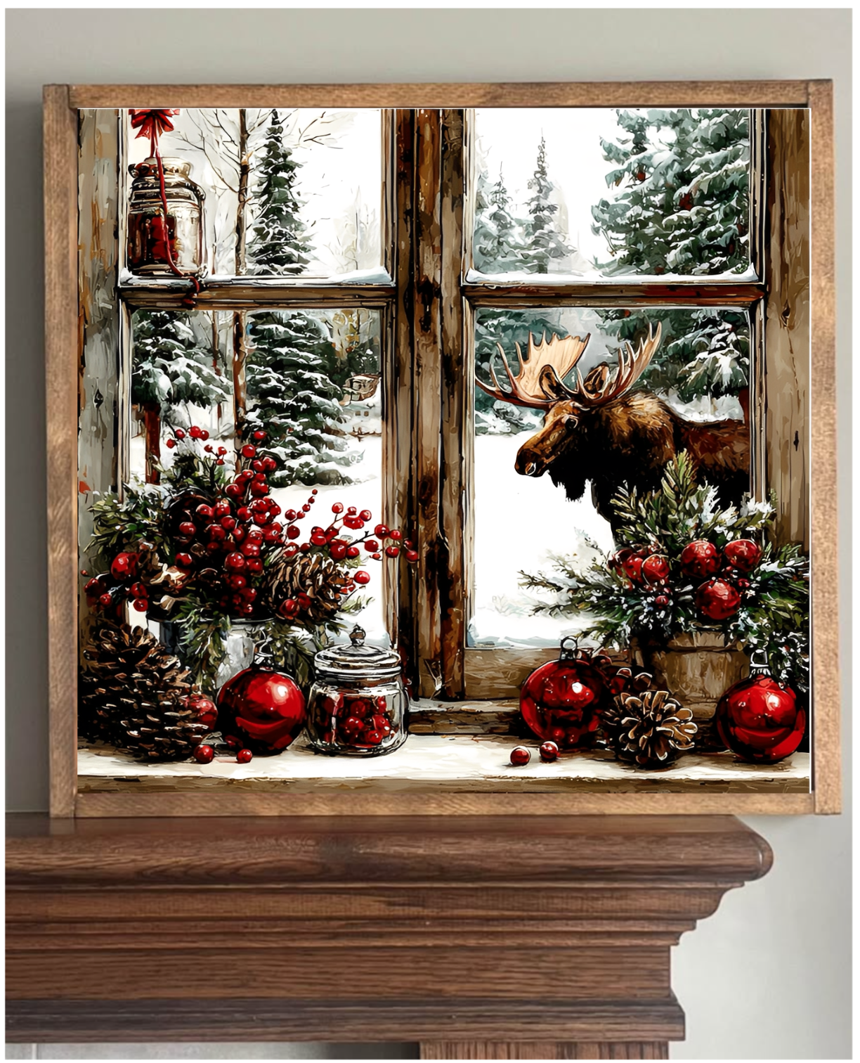 Moose in the Window Farmhouse Sign