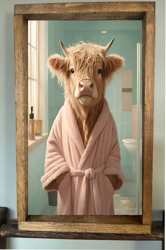 Not Awake Yet Highland Cow Farmhouse Sign