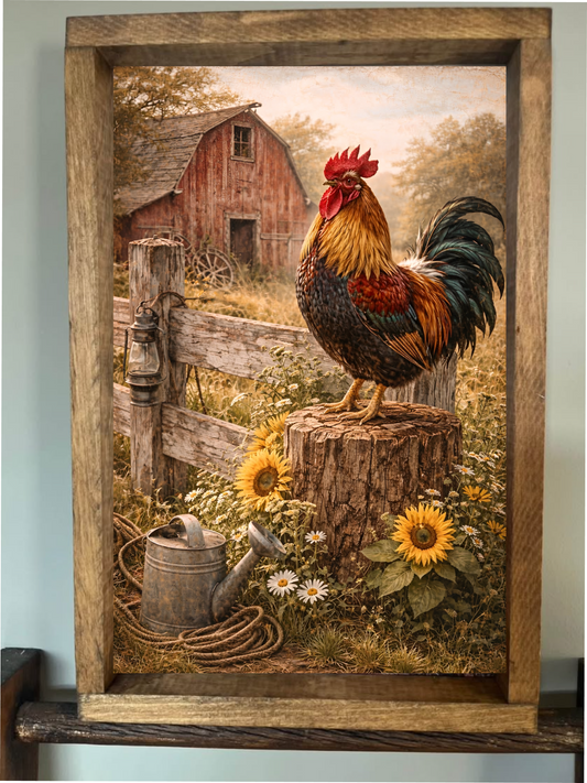 On His Perch Farmhouse Sign