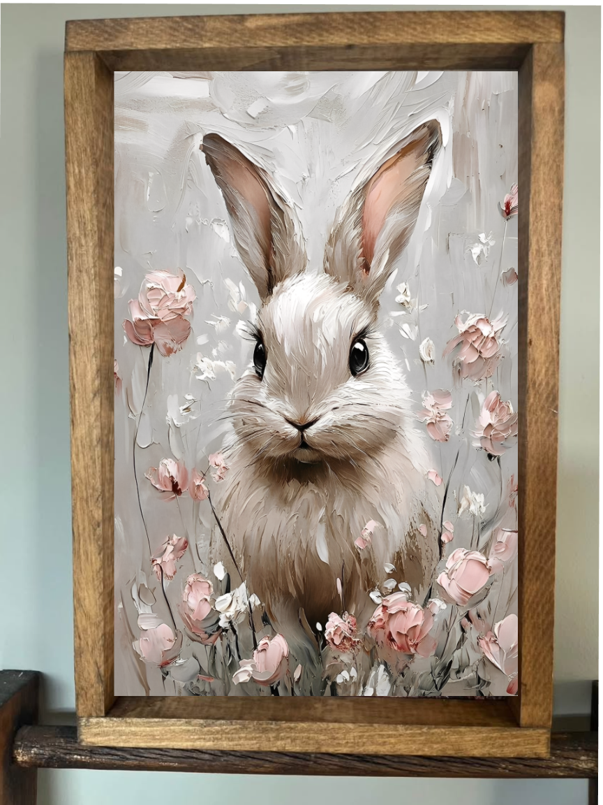 Painted Bunny Farmhouse Sign