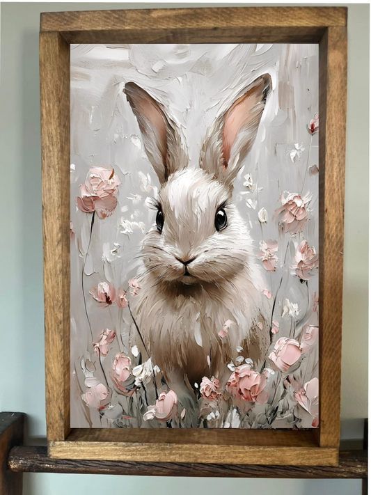 Painted Bunny Farmhouse Sign