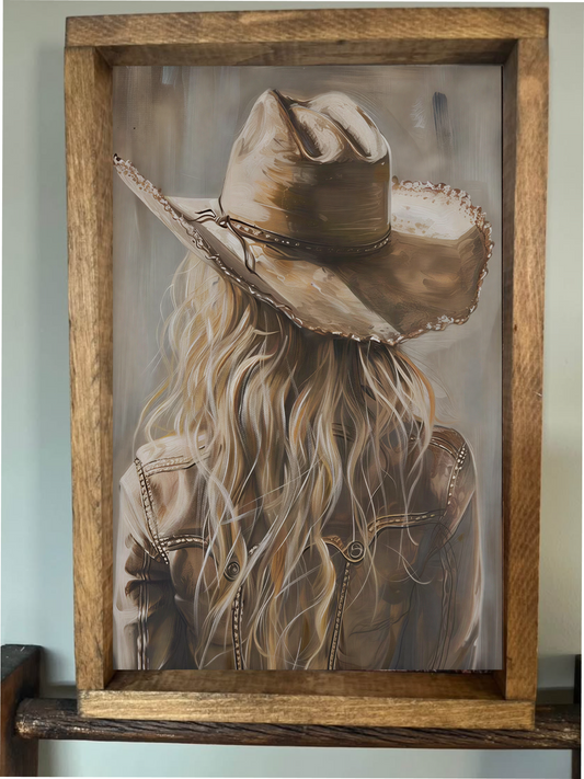 Painted CowGirl Farmhouse Sign