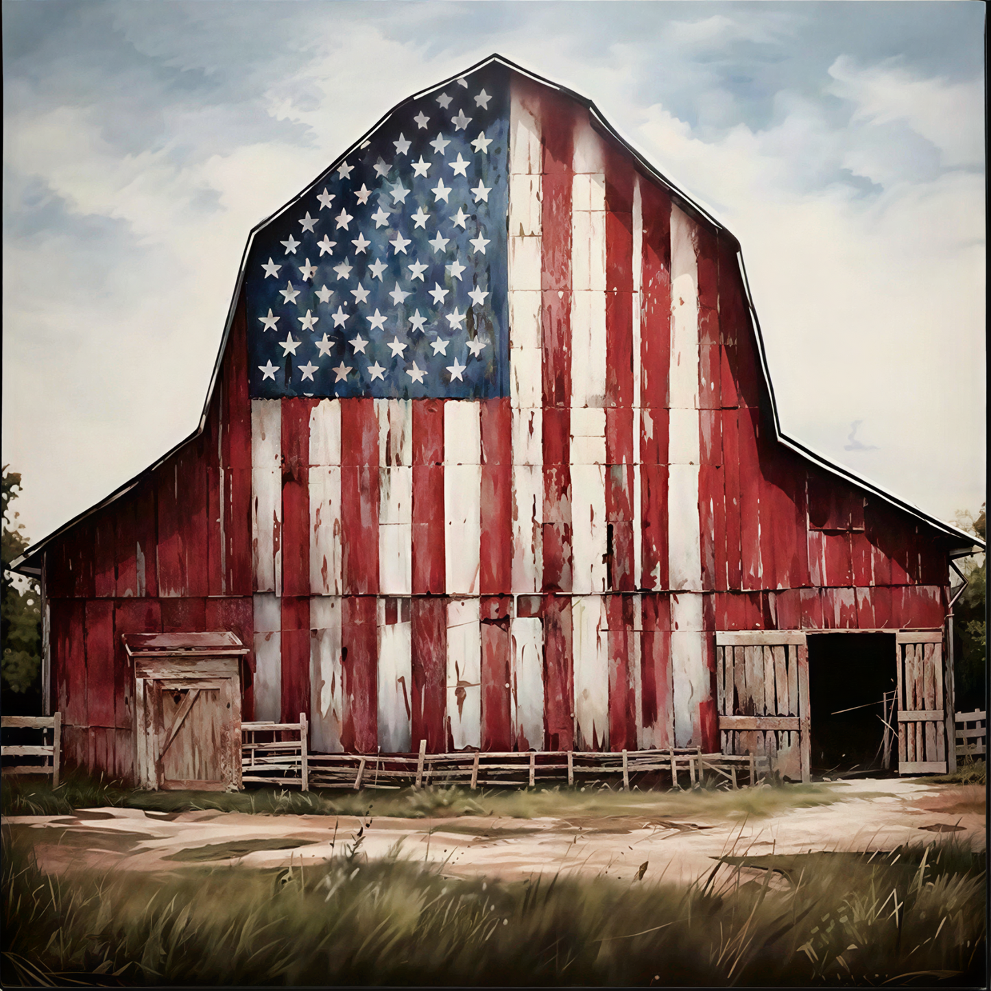 Painted Barn Flag Farmhouse Sign