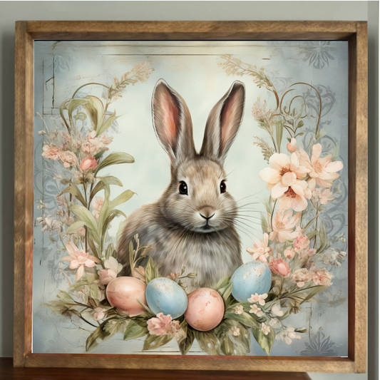 Pastel Easter Bunny Farmhouse Sign