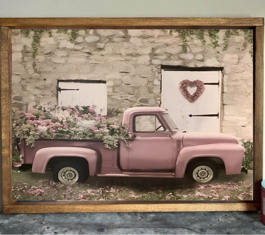 Pink Vintage Truck Farmhouse Sign