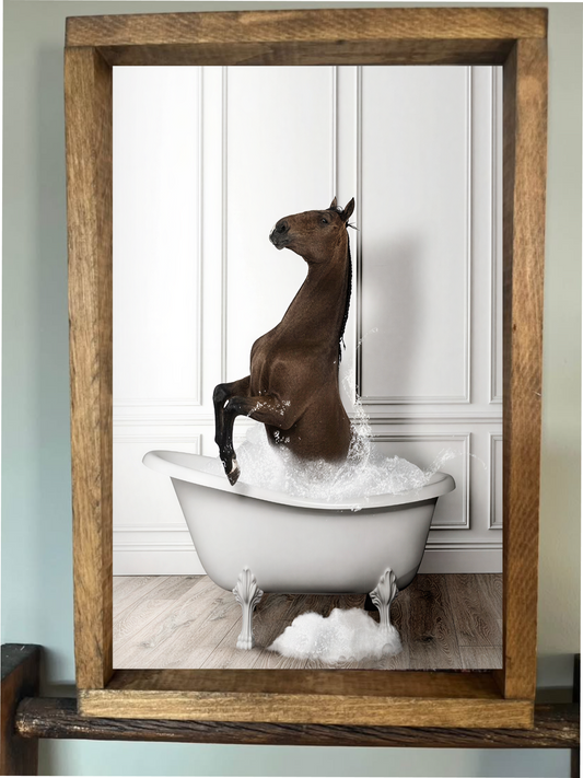 Prancing in the Tub Horse Farmhouse Sign