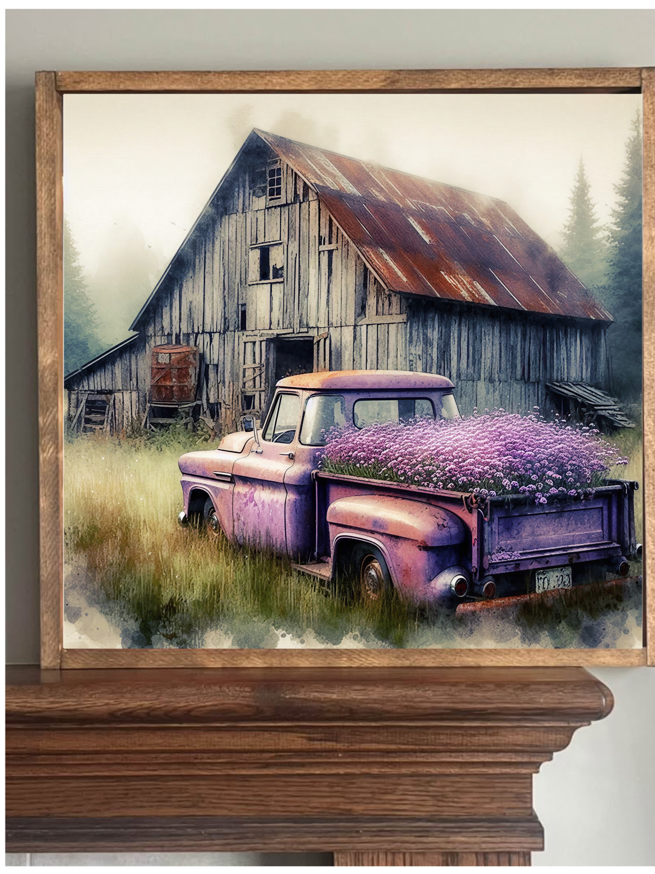 Purple Vintage Truck Farmhouse Sign