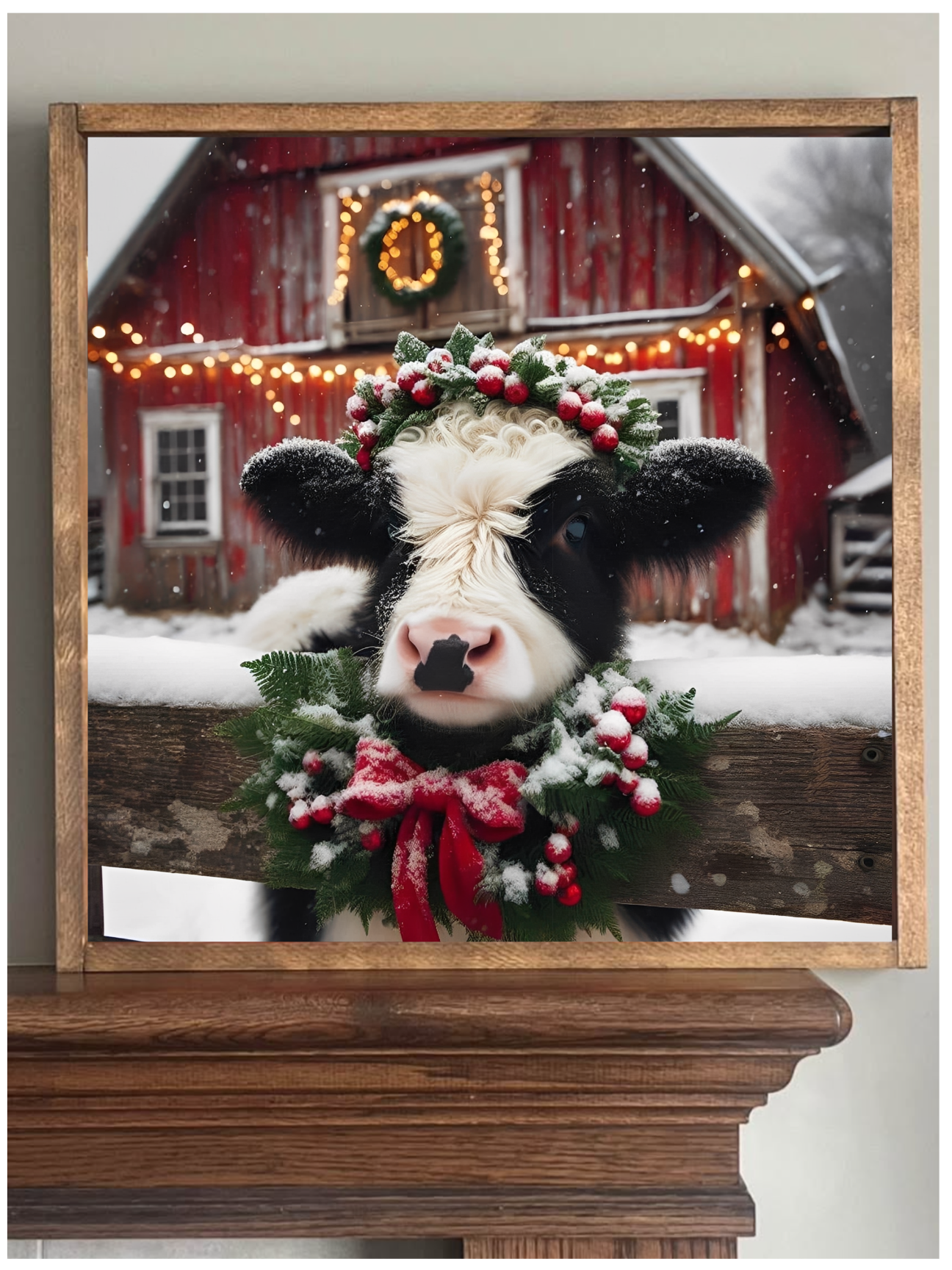 Queen of Christmas Highland Cow Farmhouse Sign
