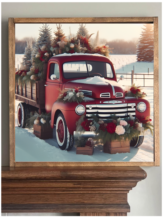 Vintage Red Truck Farmhouse Sign