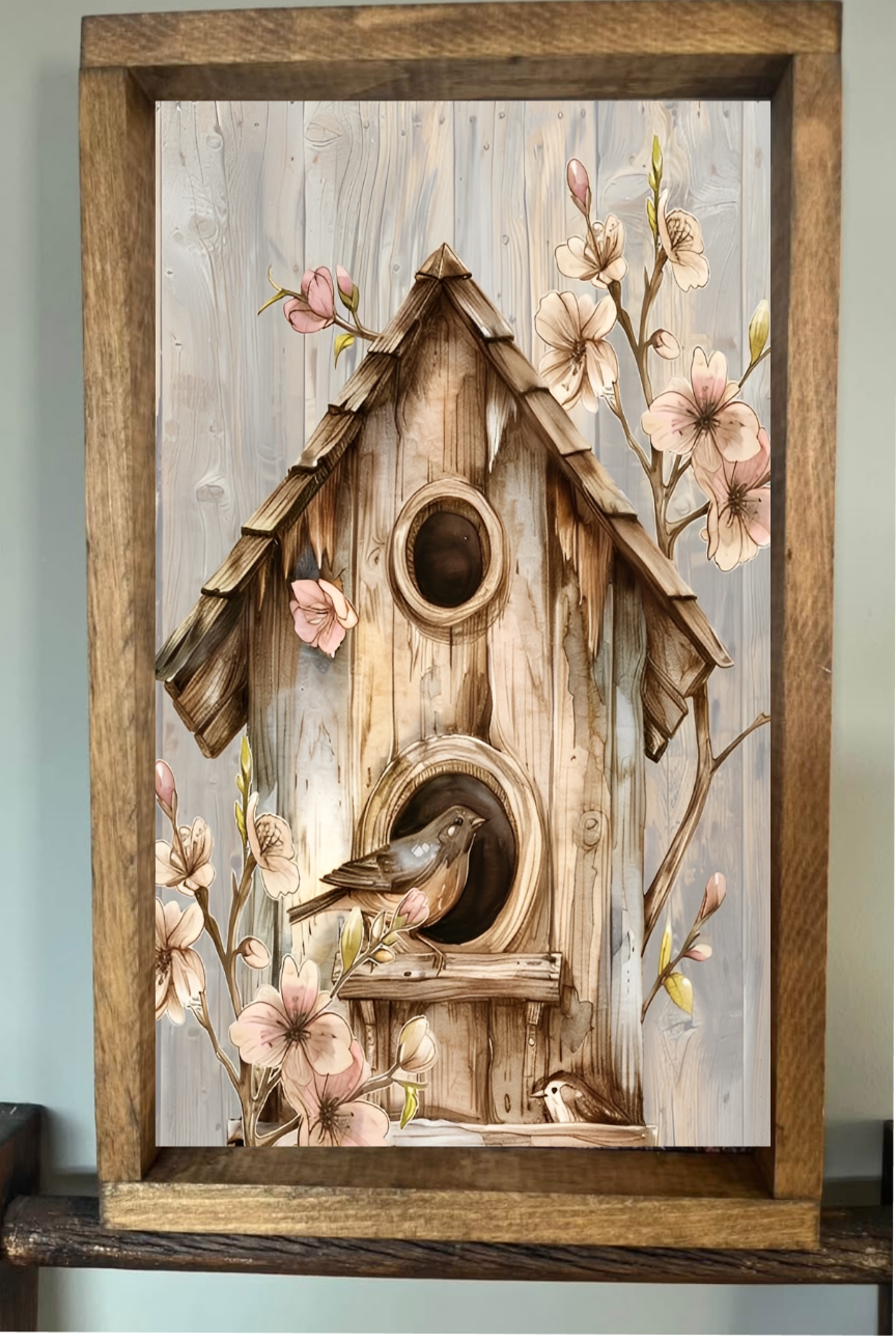 Rustic Birdhouse Farmhouse Sign