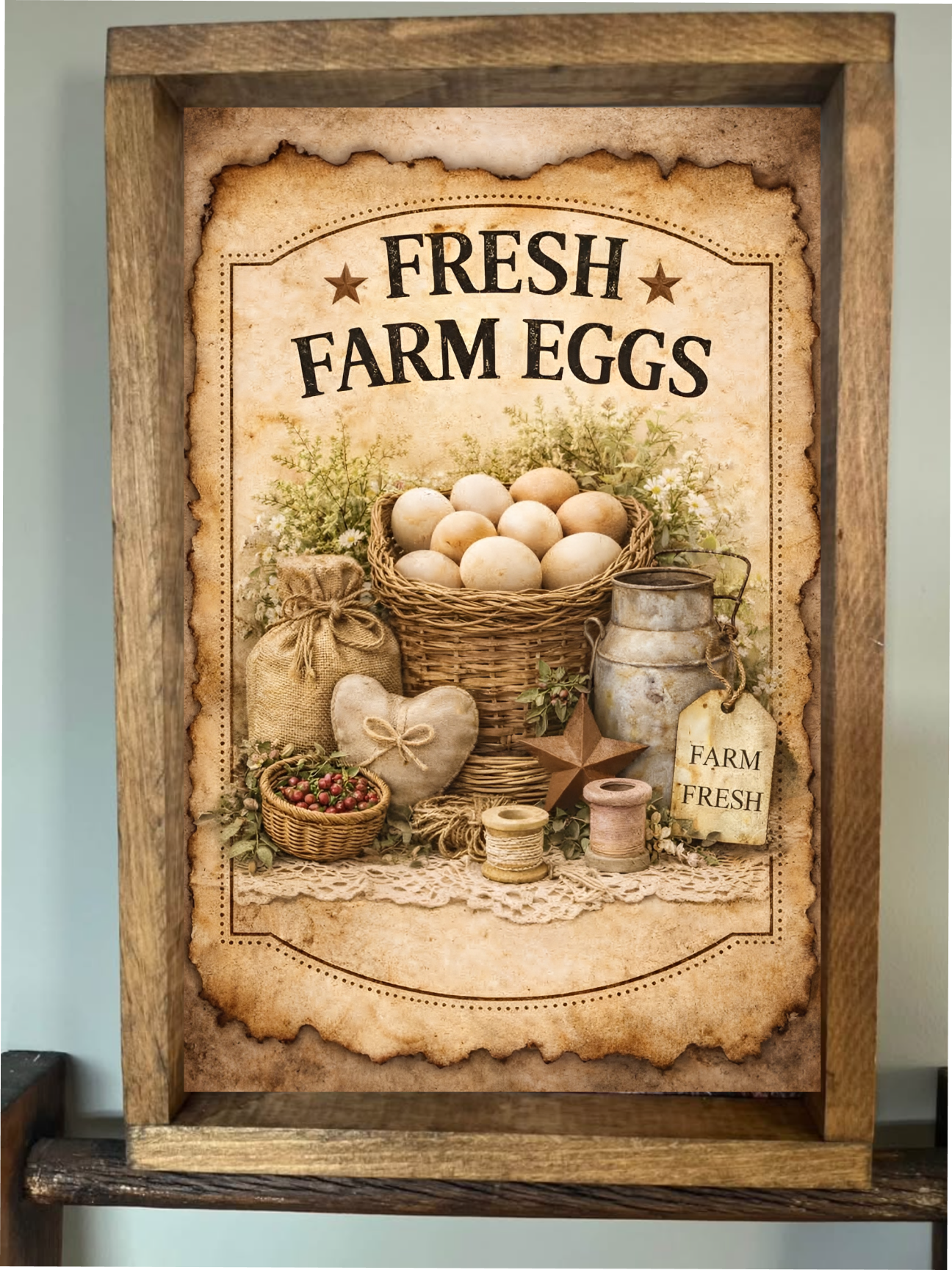 Rustic Farm Fresh Eggs Farmhouse Sign