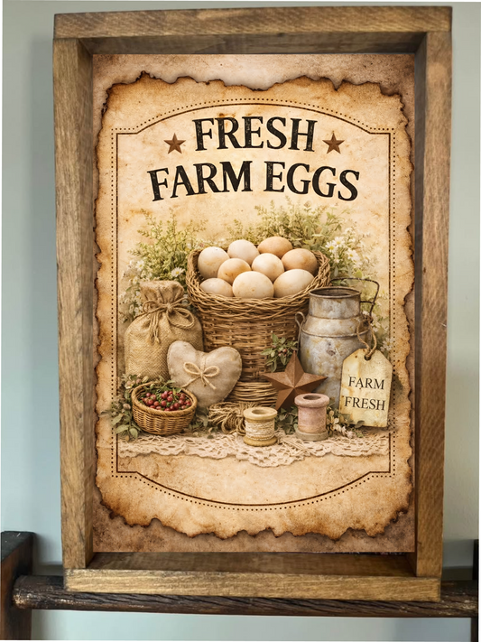 Rustic Farm Fresh Eggs Farmhouse Sign