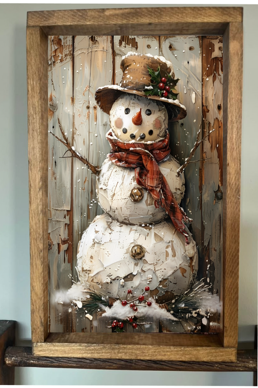 Rustic Snowman Farmhouse Sign