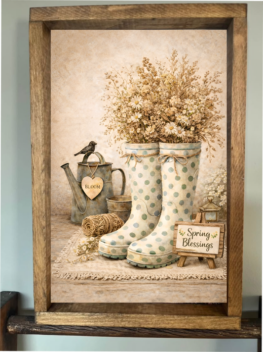 Rustic Spring Blessings Farmhouse Sign