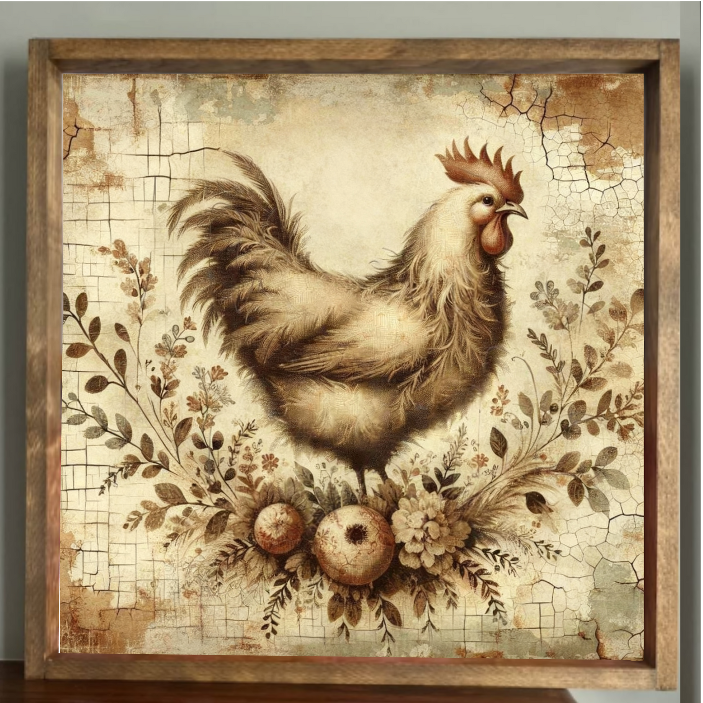 Rusty Brown Rooster Farmhouse Sign