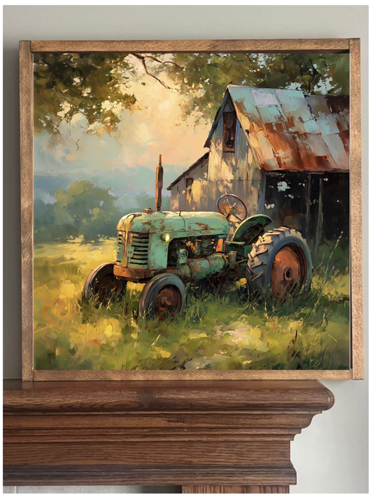 Rusty Tractor Farmhouse Sign