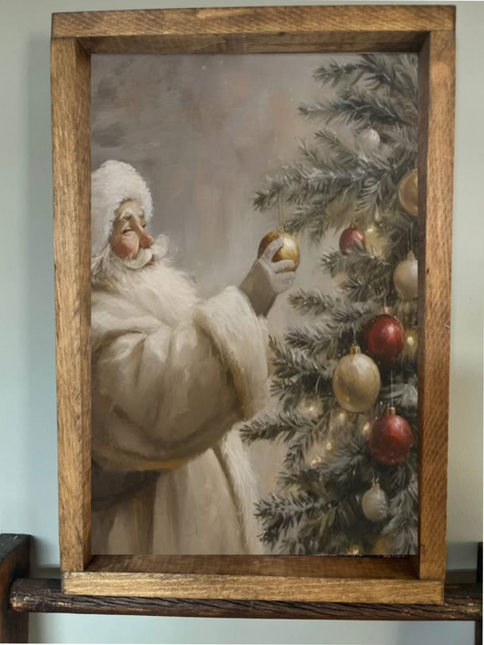Tree Decorating Santa Farmhouse Sign