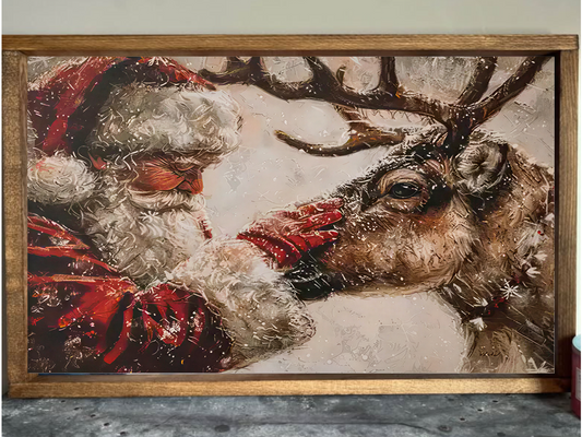 Santa's Friendly Reindeer Farmhouse Sign