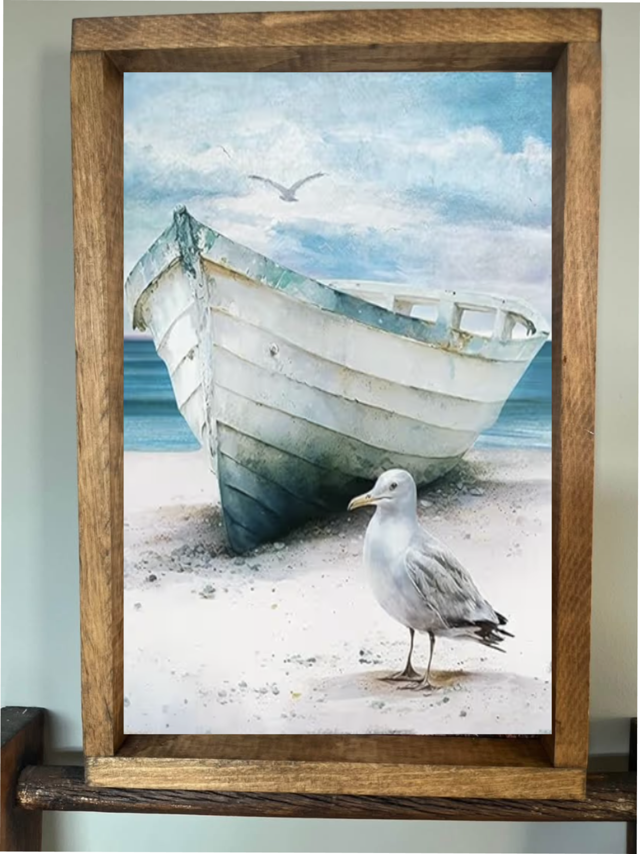 Seagull and Boat Farmhouse Sign