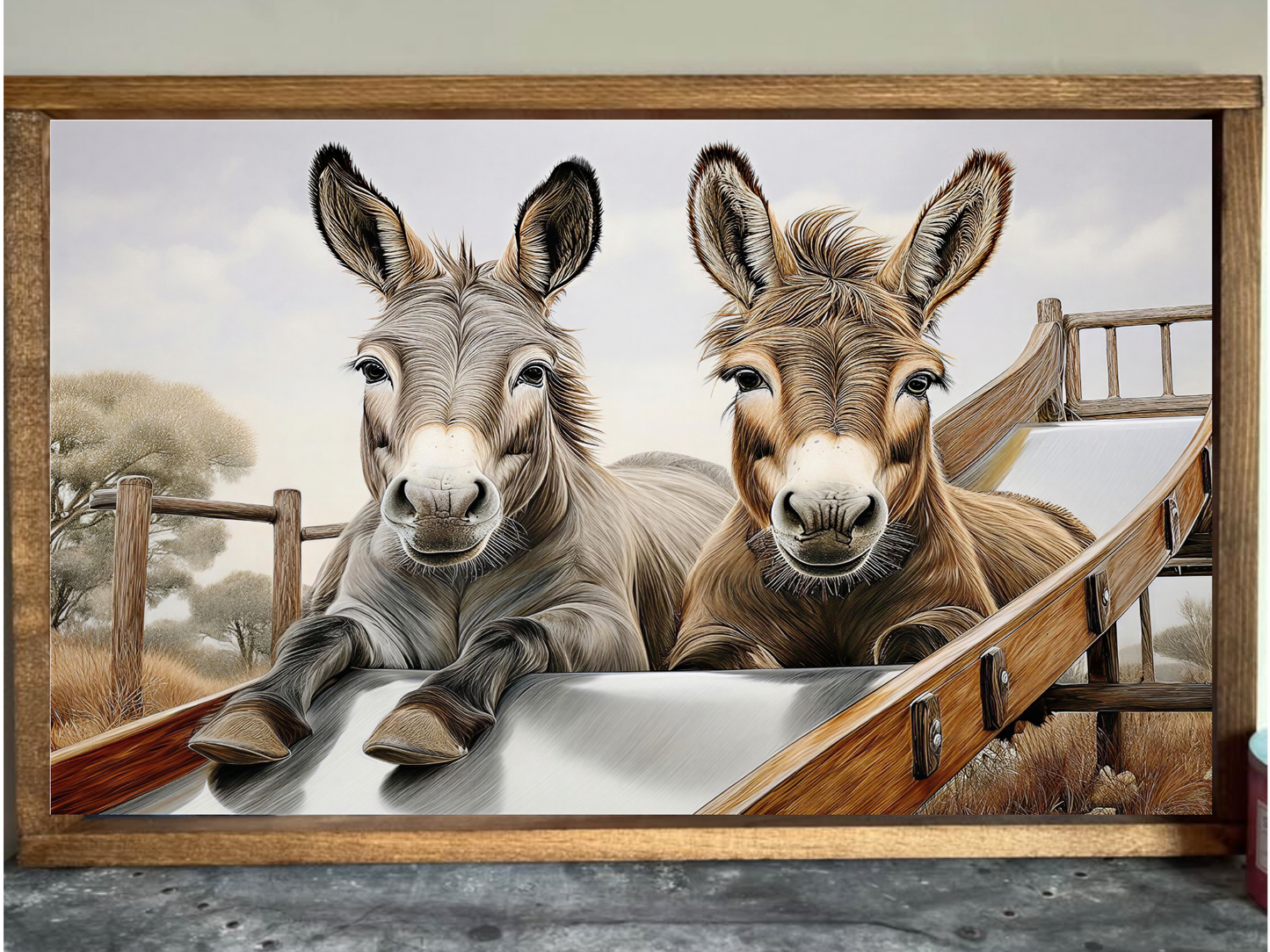 Sliding Donkeys Farmhouse Sign