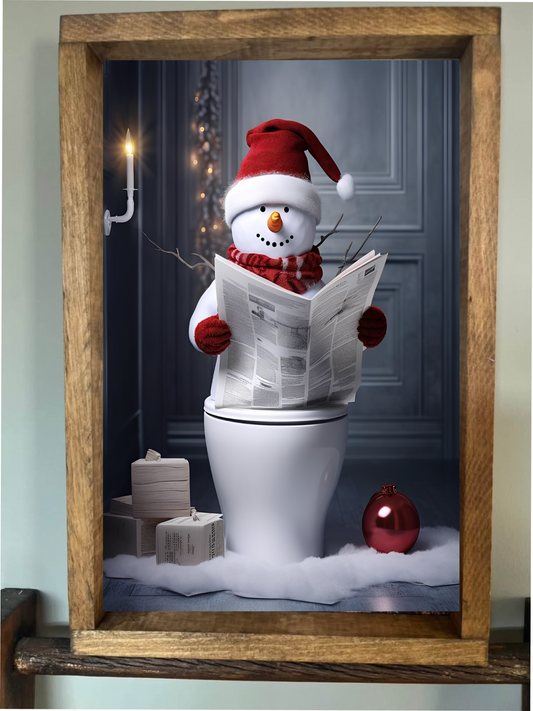 Snowman on the Toilet Farmhouse Sign