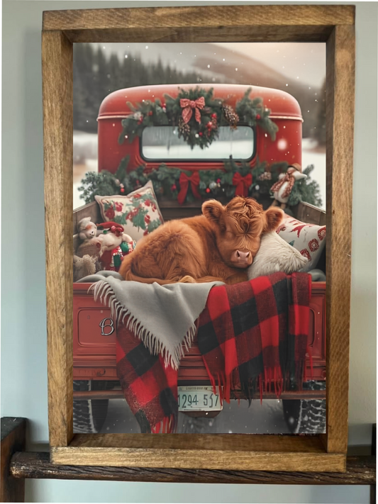 All Snuggled Up Highland Cow Farmhouse Sign
