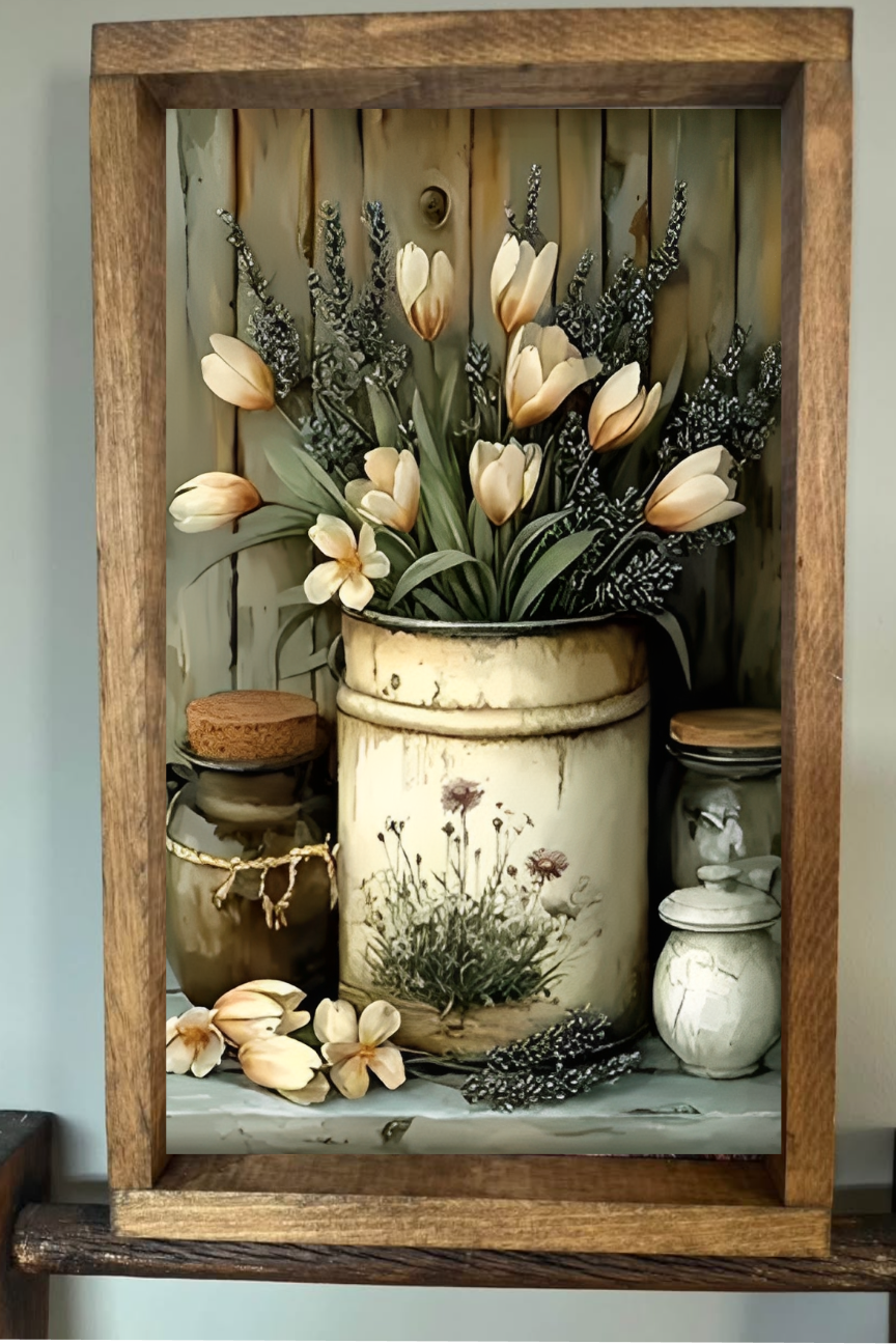 Spring Time Flowers Farmhouse Sign