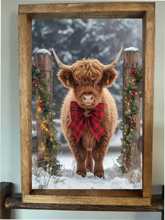 Standing Guard Highland Cow Farmhouse Sign